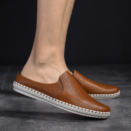 Big size 38-47 Designer Slip on Men Casual Shoes Brand High Quality 2020 Leather Slipper Loafers outdoor Half Shoes For Men - LiveTrendsX