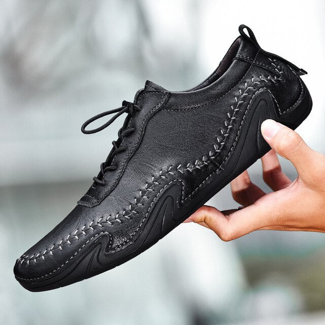 Genuine Leather Men Casual Shoes Luxury Brand Mens Loafers Fashion Breathable Driving Shoes Slip on Comfy sewing Moccasins - LiveTrendsX