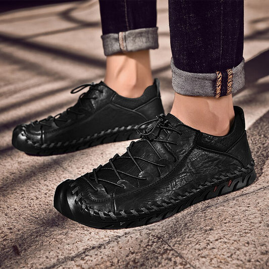 men casual male shoes genuine leather designer handmade sewing Fashion Luxury Design footware black shoes hombre Dropshipping - LiveTrendsX