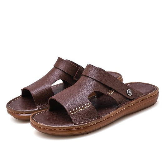 Men Flip Flops Genuine Leather Luxury Slippers Beach Casual Sandals Summer for Men Fashion Shoes Zapatos De Hombre - LiveTrendsX