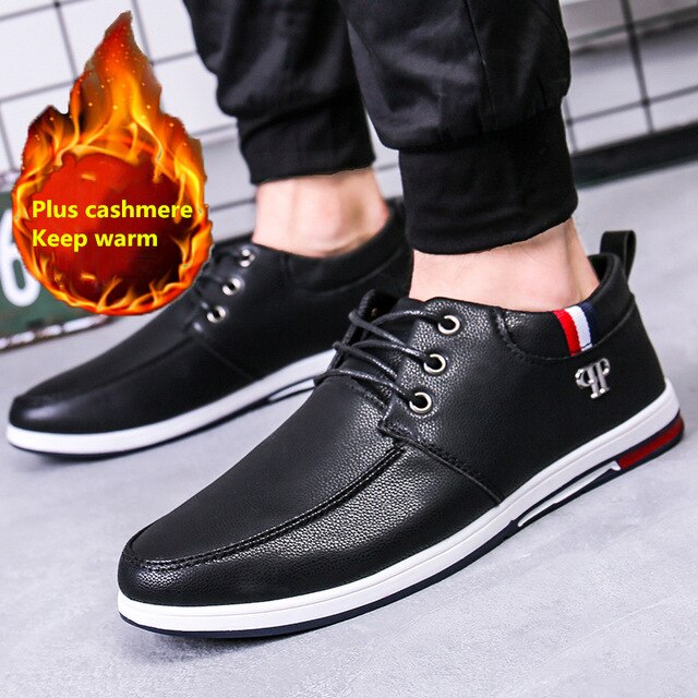 Fashion Men Casual Shoes Sneakers Men Shoes Adult Footwea men's wild youth board shoes Doudou shoes plus velvet warm work shoes - LiveTrendsX