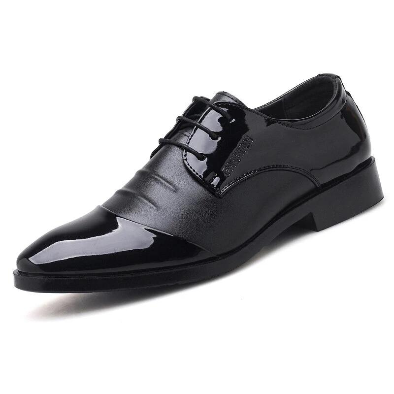 men's leather shoes business flat black brown breathable summer autumn dress shoes large size 38-48 - LiveTrendsX