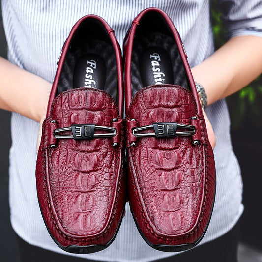 Men's shoes  spring and autumn brand British style crocodile pattern comfortable high quality large size business loafers - LiveTrendsX