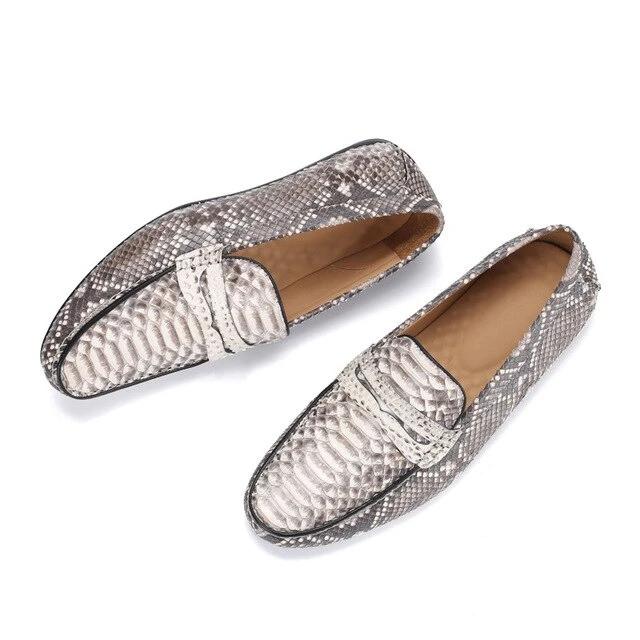 High quality python leather casual shoes fashion leisure loafers handmade luxury shoes slip-on - LiveTrendsX