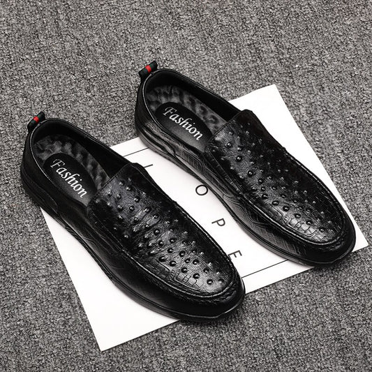 Outdoor waterproof men's shoes  spring and autumn brand British style crocodile pattern fashion large size business loafers - LiveTrendsX