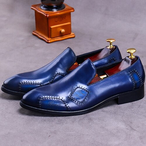 Vintage Genuine Leather Men's Handmade Casual Loafers Pointed Toe Slip on Heels Man Flats Comfortable Boat Driving Shoes - LiveTrendsX
