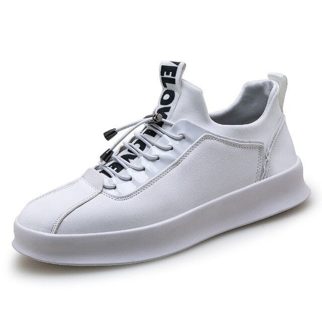 Mens Fashion Casual Sneakers Luxury Brand Pu Leather Shoes Men Red Thick Soled Young Casual Shoes Elastic Band Big Boy Flat Shoe - LiveTrendsX
