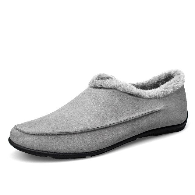 Winter With Fur Casual Sneakers For Men Warm Fur Loafers Men Shoes  Non-Slip Leather Lazy Shoes Men Slip-on Mens Shoes For Drive - LiveTrendsX