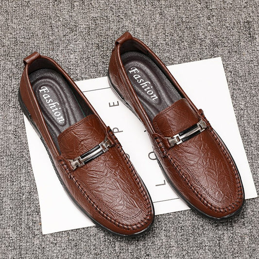 spring and autumn fashion comfortable soft bottom men's shoes lazy shoes leather men's casual leather shoes large size 45 - LiveTrendsX