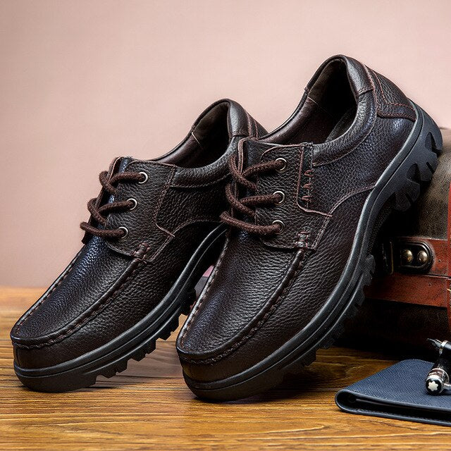 Genuine Leather Men Shoes Black Footwear Big Size 49 High Quality Man Lace-up Casual Sneakers wedding busines formal shoes men - LiveTrendsX