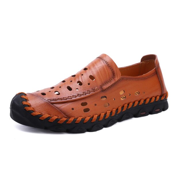 Genuine Leather Men Casual Shoes Brand 2020 Mens Loafers Moccasins Breathable Slip on Driving Shoes Outdoor breathable sandals - LiveTrendsX
