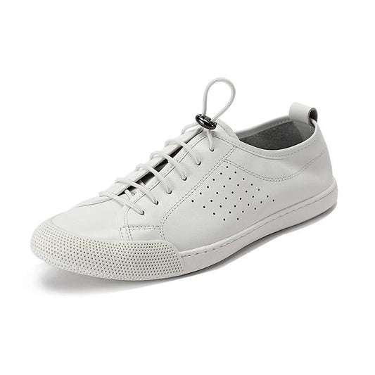 Real Leather Cow Skin White Men Shoes Italy Brand Summer Skate Breathable Sneakers Trainers Italian Casual High Quality Genuine - LiveTrendsX