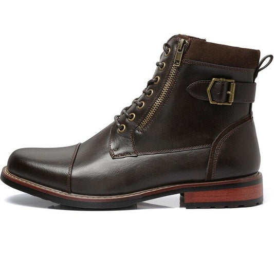 Men Genuine Leather Shoes High Top Winter Snow shoes Lace-up Ankle Boots Shoes Outdoor Sport Snow Shoes US Size 8-13 - LiveTrendsX