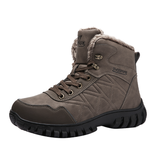 Mring hiking shoes men's winter high-top waterproof hiking shoes plus velvet sneakers wear-resistant non-slip outdoor shoes - LiveTrendsX