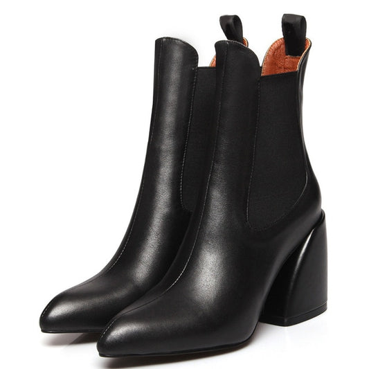 New 33-43 Luxury Brand Designer Booties Ladies Quality Genuine Leather Ankle Boots Women 2020 High Heel Shoes Woman - LiveTrendsX