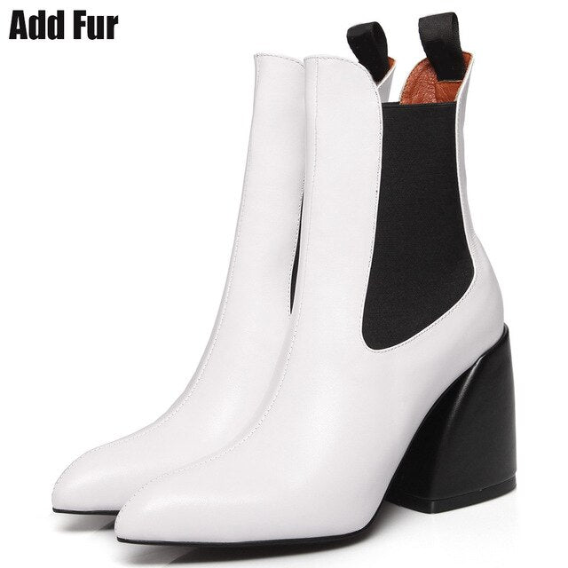 New 33-43 Luxury Brand Designer Booties Ladies Quality Genuine Leather Ankle Boots Women 2020 High Heel Shoes Woman - LiveTrendsX