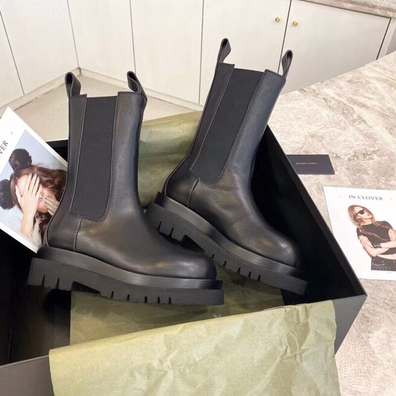 New Winter Boots Ladies Black Boots Chelsea Boots Women Slip on Bota Feminina Platfrom Botas Mujer Short Boots Gladiator Boots - LiveTrendsX