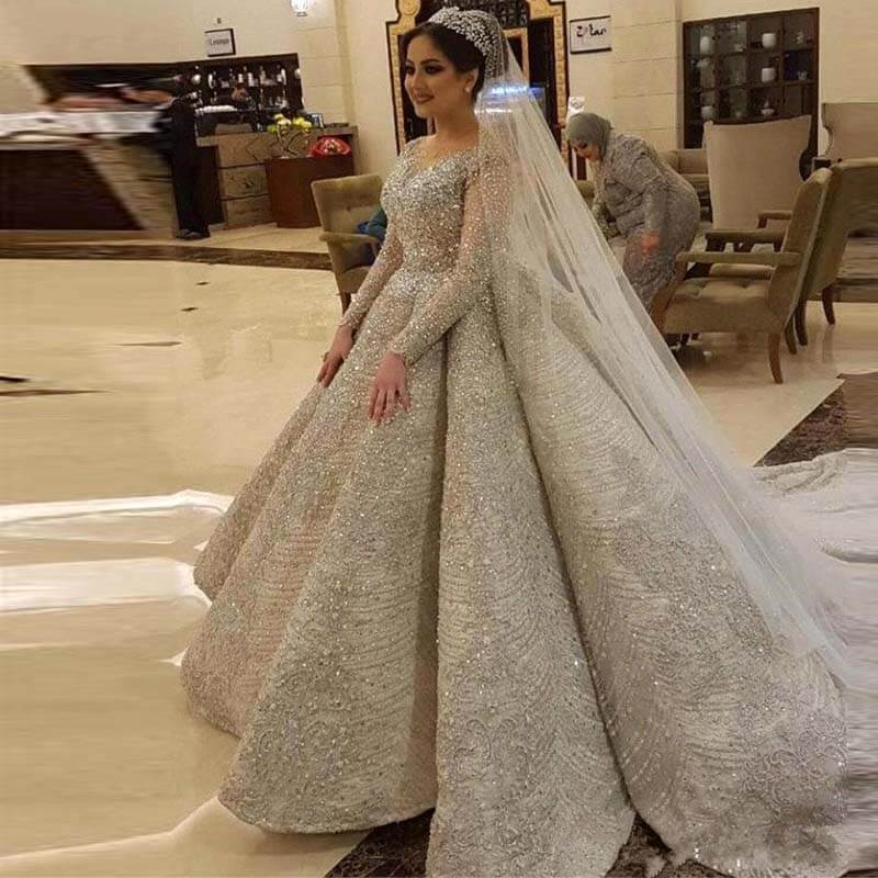 Robe De Mariee 2020 Luxury Full Beading Wedding Dress 2020 Illusion Long Sleeve Open Back Wedding Gowns Vestido De Novia - LiveTrendsX