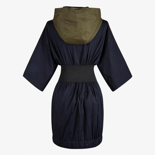 Women Dress Hooded Patchwork Corset Dress Drawstring