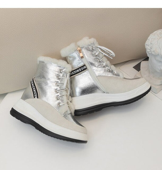 Plus Size 34-43 Lace Up Boots Women Shoes Winter Genuine Leather Boots Women Military Casual Martin Boots Women Wool Snow Boots - LiveTrendsX