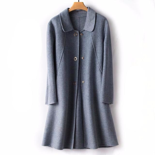 Winter Thick Long Woolen Coat Women Turn-down Collar Overcoat Vintage Manteau Femme Elegant Classic Cashmere Wool Coats - LiveTrendsX