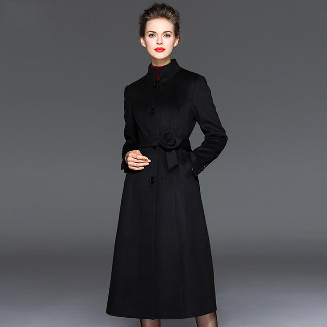 Plus Size Women Long Coat Autumn Thick Warm Woolen Jacket New Mandarin Collar Slim Wool Coats Women's Outwear S-XXXL - LiveTrendsX