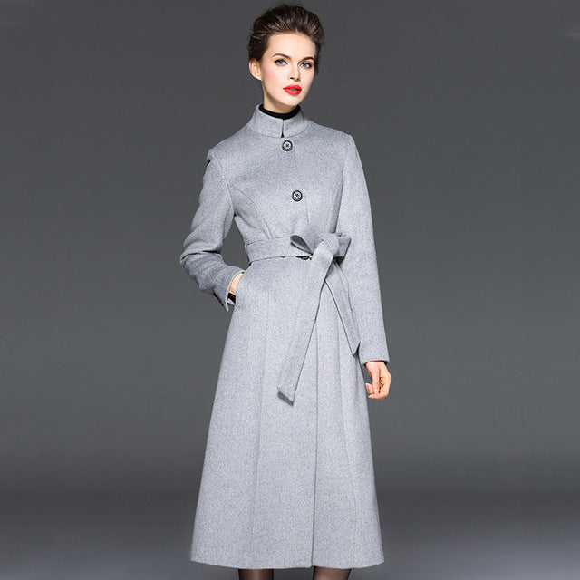 Plus Size Women Long Coat Autumn Thick Warm Woolen Jacket New Mandarin Collar Slim Wool Coats Women's Outwear S-XXXL - LiveTrendsX
