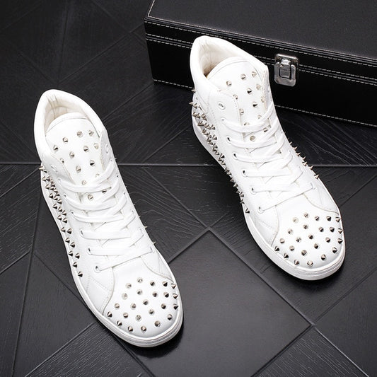 Men Fashion Causal Ankle Boots Spring Autumn Rivets Punk Style High Top Sneakers Men Charm Trending Leisure Shoes - LiveTrendsX
