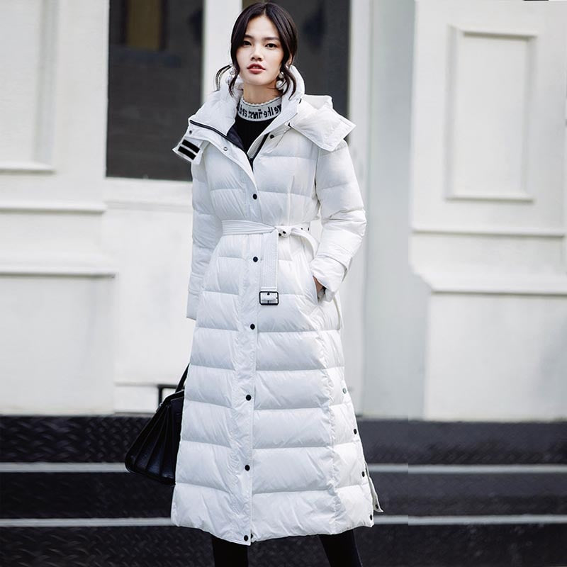 Long Women Winter Down Jacket 90% White Duck Down Coat Thick Warm Casual Hooded Slim Snow Outerwear Female Parka Waterproof - LiveTrendsX