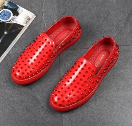 New Designer Boat Spikes Flats For Men White blue Casual Shoes Movie Super Stars Slip-on Rivets Studded Men Loafers Shoes 38-44 - LiveTrendsX
