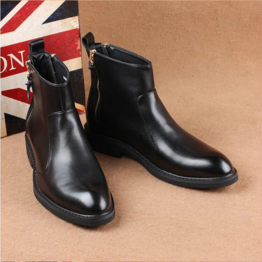 new arrival men's black ankle boots natural leather shoes spring autumn high top shorts boot chaussure homme botines hombre bota - LiveTrendsX
