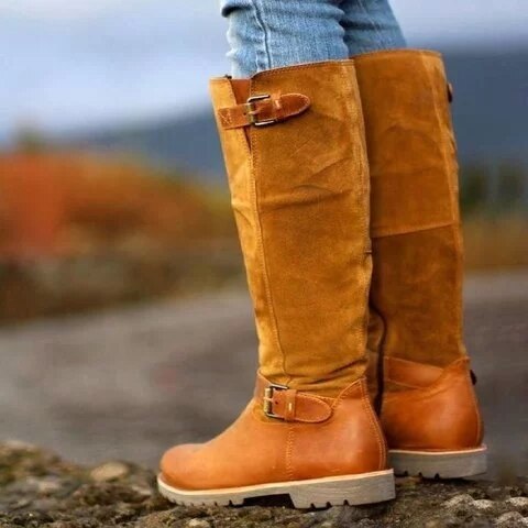 Fashion Women Boots Buckle Strap Sexy High Heels Women Shoes Lace Up Winter Knee-High Boots Warm Size 35-53 Nice Boots - LiveTrendsX