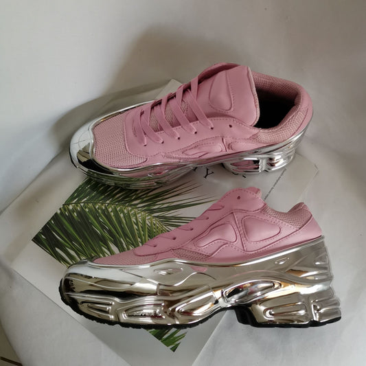 Real leather  thick platform Heel causal shoes women lace up flat mirror hot selling breathable sneakers daddy shoes female - LiveTrendsX