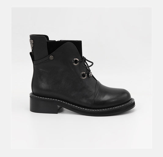 New Fashion Individual Women Boots High-quality Cow Leather Solid Basic Martin Boots Warm Soft Insole Ankle Boots - LiveTrendsX