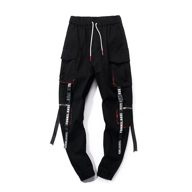 Men Hip Hop Black Cargo Pants joggers Sweatpants Overalls Men Ribbons Streetwear Harem Pants Women Fashions Trousers - LiveTrendsX