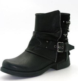 Round Toe Med  Casual   Vintage Boots for Women  Square Heel Ankle  Autumn Winter Boots Shallow Metal Decoration Solid  Shoes - LiveTrendsX