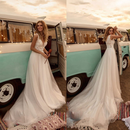 Wedding Dresses V Neck Lace