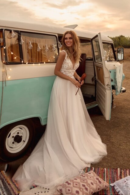 Wedding Dresses V Neck Lace