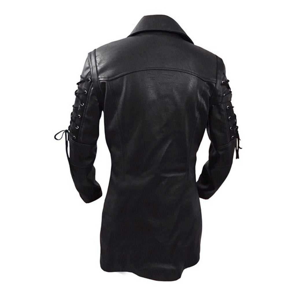 Men Leather Jacket Winter Waterproof Long Faux Fur Coats Men Leather Motorcycle Jackets Clothing Gothic Black Jacket Zipper - LiveTrendsX