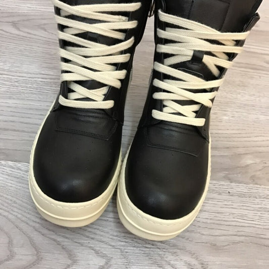 Men Thick Platform Cow Leather Boots  High Top Shoes