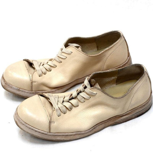 Italian Manual Washing Vintage Genuine Leather Casual Shoes Sneakers Fashion Lace Up Round Toe Platform Trainers Chaussure Homme - LiveTrendsX