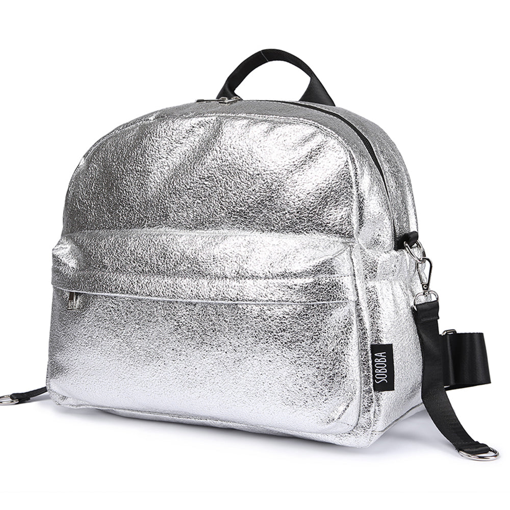 extured Silver Travelling Diaper Bag Fashionable Large Capacity Nappy Bags Stylish Maternity Baby Stroller Bags/Backpack - LiveTrendsX