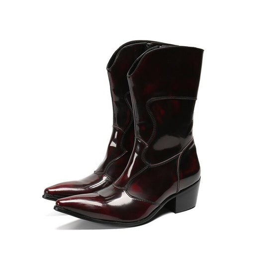 New Winter Men Shoes Genuine Leather Pointed Toe Men Long Boots Classic Cowboy Mid-calf Boots Male Western Boots - LiveTrendsX