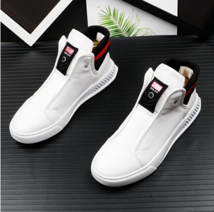 Luxury designer Men White Casual Shoes Med Round Toe British Man Trending Leisure Shoes Younger Flat Platform Street Shoe - LiveTrendsX