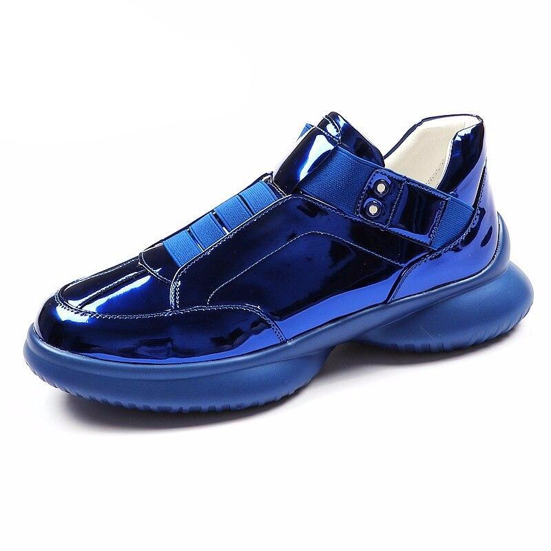 Luxury Brand Men Fashion Casual Boots Spring Autumn Men Sneakers High Top Blue Men Slip on Men Shoes - LiveTrendsX