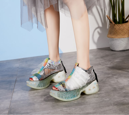 summer leather new wild personality casual fish mouth hollow sandals - LiveTrendsX