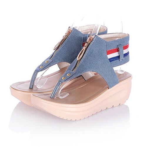Summer Shoes High Heels Sandals Women Wedges Platform Sandals Denim Flip Flops Chaussures Femme - LiveTrendsX