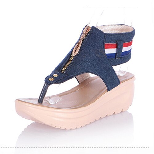 Summer Shoes High Heels Sandals Women Wedges Platform Sandals Denim Flip Flops Chaussures Femme - LiveTrendsX