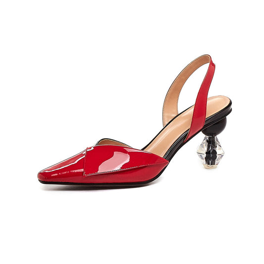 new arrival unique high heels sandals women patent leather shoes slip on summer sandals party wedding shoes woman - LiveTrendsX