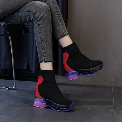 Increased socks shoes women's platform  spring and autumn new wild super fire cake bottom high to help Martin boots tide - LiveTrendsX